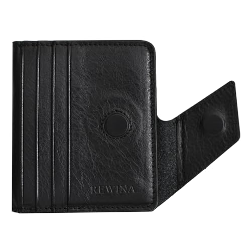 REWINA Faltbare Geldbörse aus echtem Leder, Kreditkartenetui für Herren, RFID-Brieftaschen, schlanke, minimalistische Vordertasche, dünn, stilvoll, bestes Geschenk, Vintage-Leder, verrücktes von REWINA