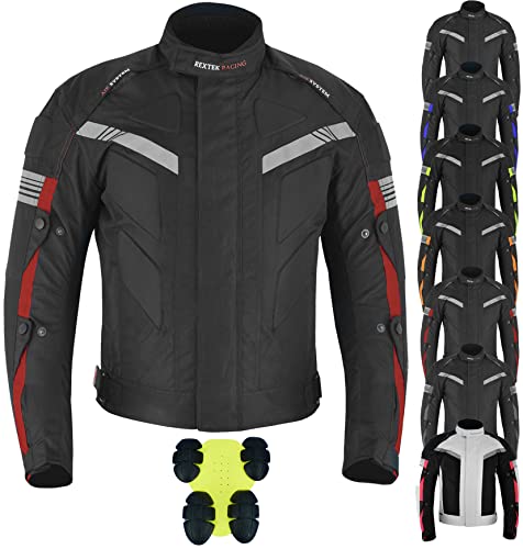 Motorradjacke, wasserdicht, CE-Protektoren, Cordura-Jacke mit Protektoren, Motorradfahrer, Rennfahrer, Reitjacke für Herren, rot, XXXL von REXEL MOTORBIKE WEARS