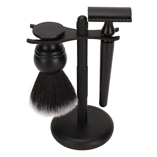 3pcs Beard Trimming Brush Set | Stainless Steel Stand Holder for Drying & Organizing | Compatible with Most Trimmer Styles/Presents for Men | Black ABS & Nylon Wool Kit von REXVTNS