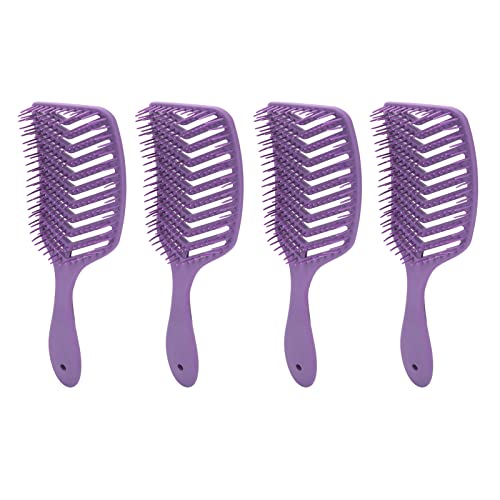 4pcs Curved Vent Hair Brush | Expert Detangling & Styling Tool for Fast Blow Drying | Paddle Brush for Men/Women/Salon | ABS Material, Scalp Massage Design von REXVTNS