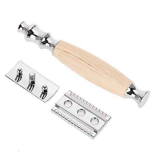 Classic Men ' s Shaving Tool | Secure - Grip Wood Handle & Dual Cutting Design | Vintage Style Manual Shaver for Sensitive Skin/Travel/Presents | Easy Cutting Replacement, (Maple) von REXVTNS