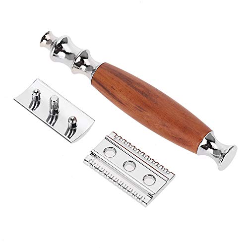 Classic Men ' s Shaving Tool | Secure - Grip Wood Handle & Dual Cutting Design | Vintage Style Manual Shaver for Sensitive Skin/Travel/Presents | Easy Cutting Replacement, (Peach Wood) von REXVTNS