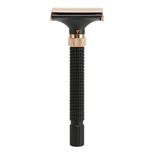 Doppel -Seiten -Rasierwerkzeug | Wiederverwendbarer Metall -Rasiergriff für Männer & Frauen | Langes sicheres Grip Design | Schwarz mattes Finish | Passt alle Standardersatz von REXVTNS