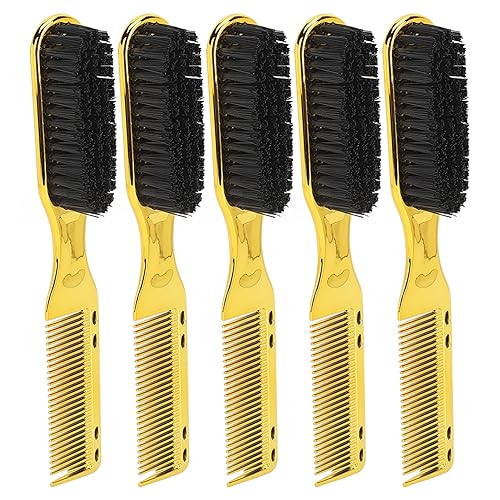 Double Ended Hair Brush Comb 5 Pack | Ergonomic Nylon Beard Grooming & Hair Styling Tool | Gold Hair Brush for Men/Travel/Salon | ABS Material, Sturdy & Lightweight von REXVTNS