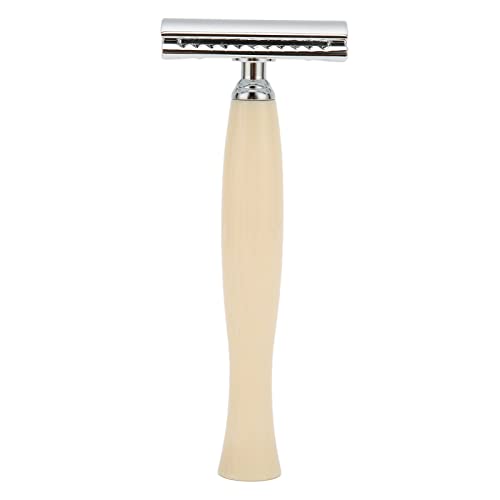 Double Side Mild Shaver for Men & Women | Smooth Close Shave with Zinc Alloy Handle | Manual Groomer for Face/Body/Legs | Beginner - Friendly & Experienced Use (Beige) von REXVTNS