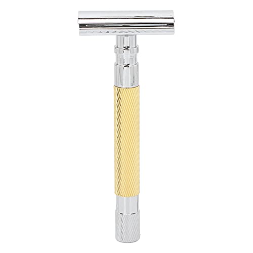 Double Sided Manual Shaver | Long Handle Zinc Alloy Handheld Shaver for Men | Smooth Shave Without Irritation/Secure Grip/Ergonomic Design | Cutting Unit Not Included (Gold) von REXVTNS