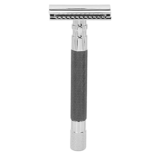 Double Sided Shaving Tool for Men | Long Handle Zinc Alloy Shaver with Knob Head | Ergonomic Design for Smooth & Accurate Shaving/Travel/Wet & Dry Use | No Cutting Components (Black) von REXVTNS