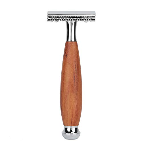 Men ' s Shaving Tool | Double Side Shaver with Wood Handle | Classic Manual Shaver for Smooth Shaving/Beard Trimming/Travel | Non - Slip Grip, Easy Side Replacement von REXVTNS