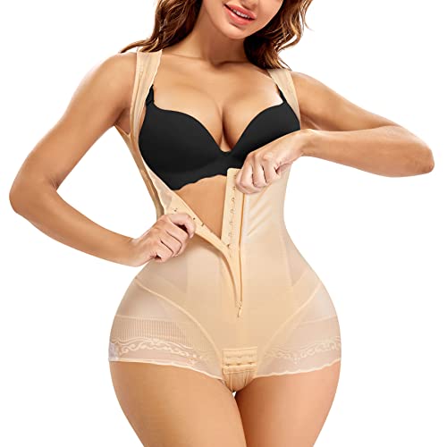 REYEOGO Faja Shapewear für Frauen Taillentrainer Bodysuit Bauchkontrolle Butt Lifter Brust Korsett Body Shaper Bauchweg Miederhose, beige, Medium von REYEOGO