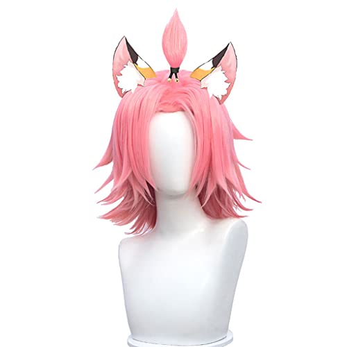 REYHS Anime Wig Diona Cosplay Wig, Pink Bob Wig, Costume Halloween Wig, für Halloween, Costume Party, Anime Show, Cosplay Event, Concerts, Daily use And Other Occasions von REYHS
