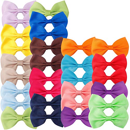 30 stk Haarschleifen mehrfarbig Haarclips Haarklammern Haarspange Haar Accessoire für Mädchen Baby aus Ripsband und Metall,15 Farben von REYOK