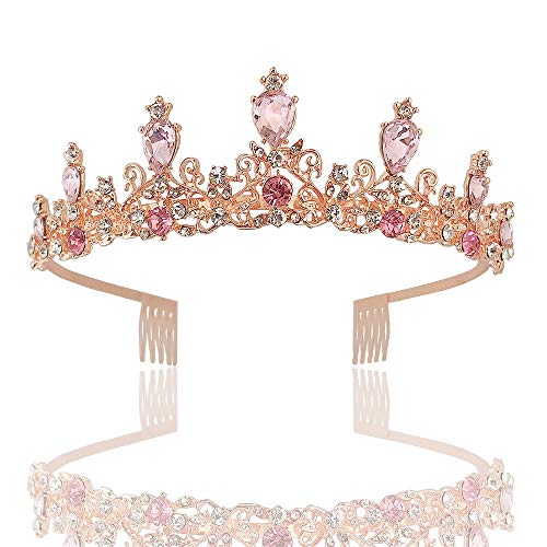 Prinzessin Krone Hochzeit Tiara Krone Kristall Strass Braut Prinzessin Tiara Kristallkrone Damen Braut Haarschmuck Strass mit Kamm für Hochzeit Prom Geburtstagsfeier von REYOK
