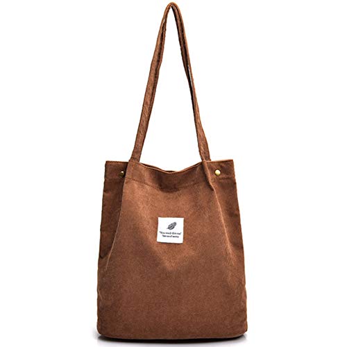 oße Kapazität Umhängetasche Cord Schultertasche Damen,Mädchen Umhängetasche Shopper,Frauen Reisen Tote Lässige Handtasche für Mutter Lehrerin Schule Arbeit Strand Einkaufen Canvas Tasche(Brown) von REYOK