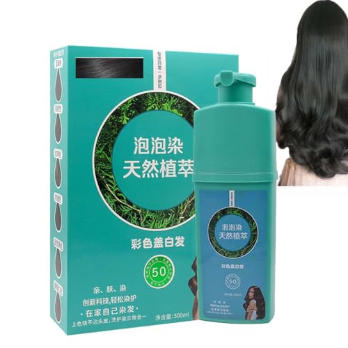 500ML Brimless Shampoo,2023 Upgrade Brimless Herbal Shampoo,Plant Bubble Hair Dye Shampoo for Women Men (black) von REYROB