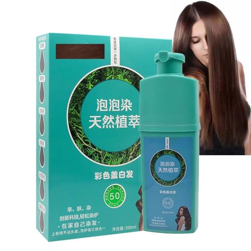 500ML Brimless Shampoo,2023 Upgrade Brimless Herbal Shampoo,Plant Bubble Hair Dye Shampoo for Women Men (chestnut brown) von REYROB