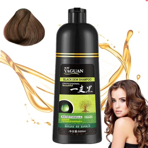 Yaguan Black Dew Shampoo, Yaguan Black/Brown Hair Dye Shampoo, Herbal Hair Coloring Shampoo in 10 Minutes for Men Women-500ML (Brown) von REYROB