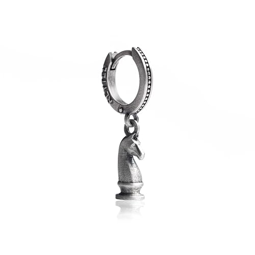 REYTEL Handgefertigt Ohrringe Silber 925 Hängende KNIGHT – Kleine Creolen Wikinger Ohrring für Herren Damen – Höhe 3,5CM – Edle Creolen mit Anhänger – Schmuck Geschenk für Männer & Frauen von REYTEL