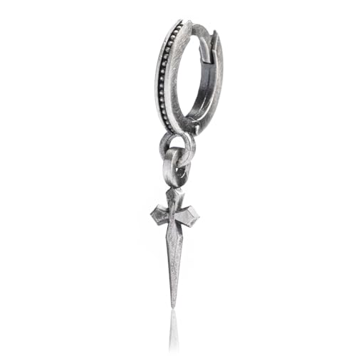 REYTEL Handgefertigt Wikinger Ohrringe Silber 925 Hängende VERA CRUX – Kleine Creolen Ohrring für Herren Damen – Höhe 3,0CM – Edle Creolen mit Anhänger – Schmuck Geschenk für Männer & Frauen von REYTEL