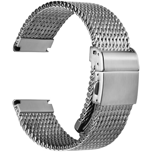 REZERO Edelstahl-Uhrenarmbänder, 316L Milanaise Stahl Mesh-Uhrenarmband, Metall-Armband für Uhr 19/20/21/22/24mm, Schwarz/Silber für Herren, Damen REZERO Edelstahl-Uhrenarmbänder, 316L Milanaise Stahl Mesh-Uhrenarmband, Metall-Armband für Uhr 19/20/21/22/24mm, Schwarz/Silber für Herren, Damen von REZERO