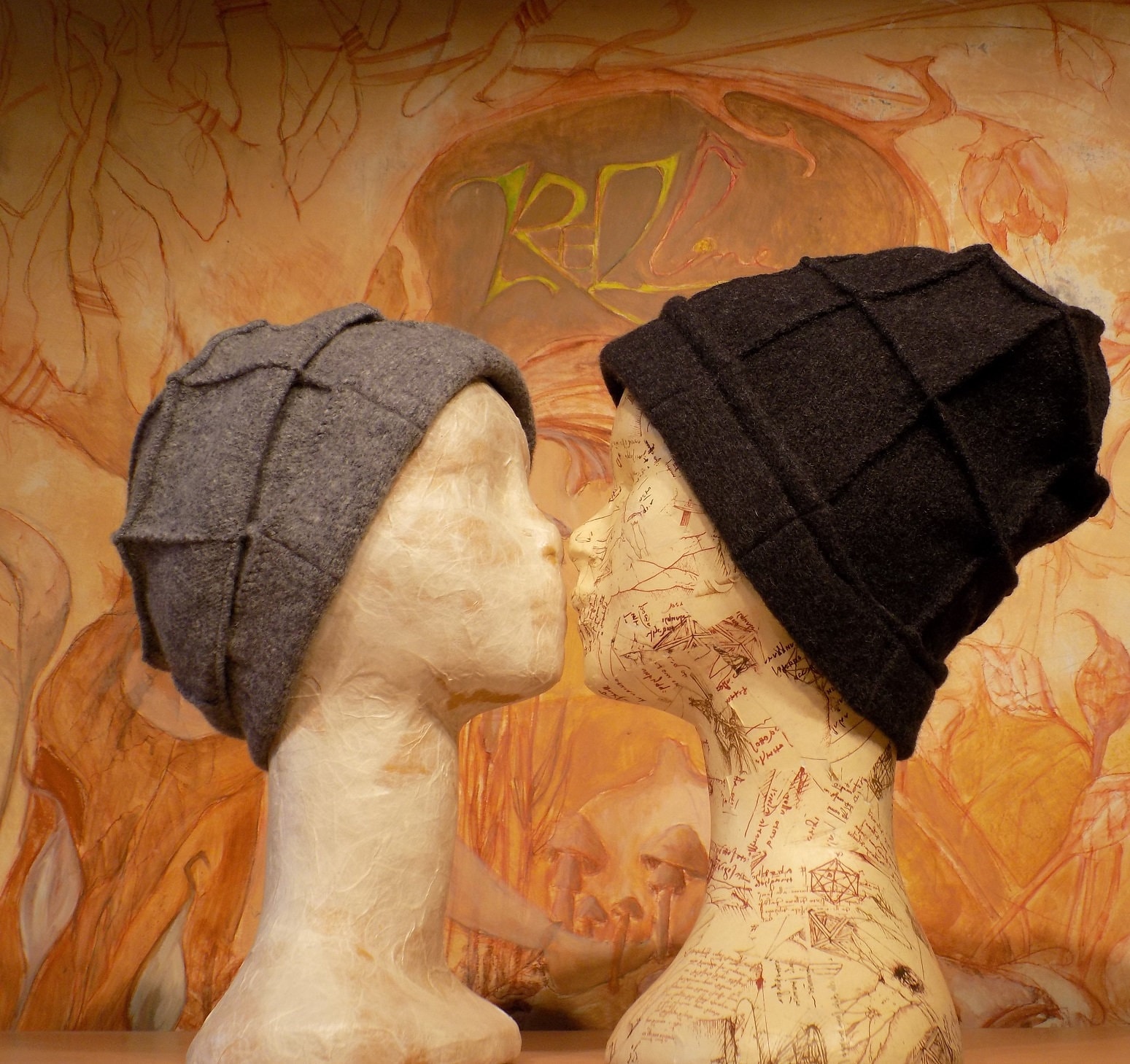 „Nero Kilt"-Mützen - Schurwolle Verschiedene Farben Braun, Rostrot, Limettengrün, Polka Dots, Billardgrün, Blau... Einheitsgröße von REZline