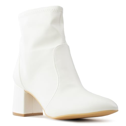 RF ROOM OF FASHION Damen Stiefeletten mit Blockabsatz, breite Breite, Übergröße, Cremefarbenes Polyurethan, weite Breite, 42 EU Weit RF ROOM OF FASHION Damen Stiefeletten mit Blockabsatz, breite Breite, Übergröße, Cremefarbenes Polyurethan, weite Breite, 42 EU Weit von RF ROOM OF FASHION