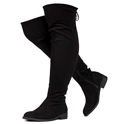 RF ROOM OF FASHION Damen Stretchy Over The Knee Low Heel Boots (Wide Calf Wide Width), Black Su (Weite Wade Weite Breite), 41 EU Weit von RF ROOM OF FASHION