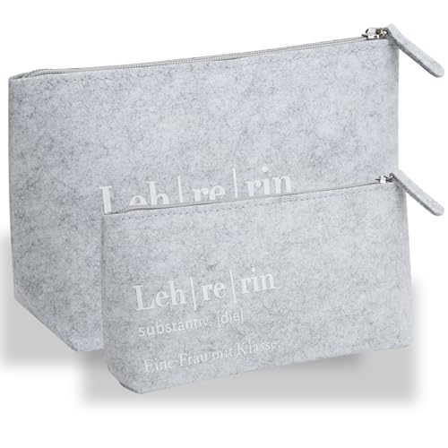 RF&CM 2 Stück Filz Mäppchen Kosmetiktasche Eine Frau mit Klasse Filz Multifunktions Briefpapier Beutel Geschenk für Erzieherin,Abschiedsgeschenk für Lehrerin Kollegen Hochzeit Schminktasche von RF&CM