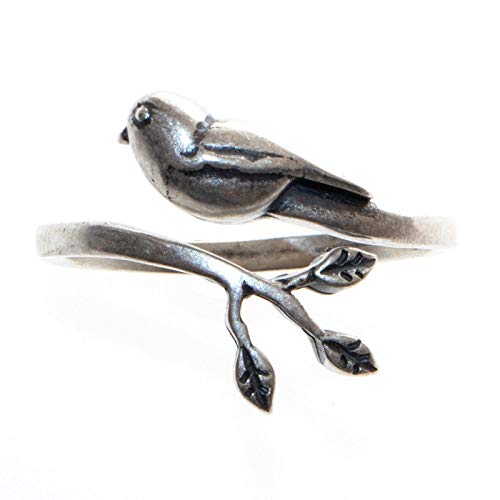 YANQSHM Ring Silber 925 Damen,Vintage Verstellbare Ringe Süßer Kleiner Vogel Olivenzweig Sterling Silber Ring Charmanter Weihnachtsschmuck Geschenk Eheringe Für Männer Frauen Damen von YANQSHM