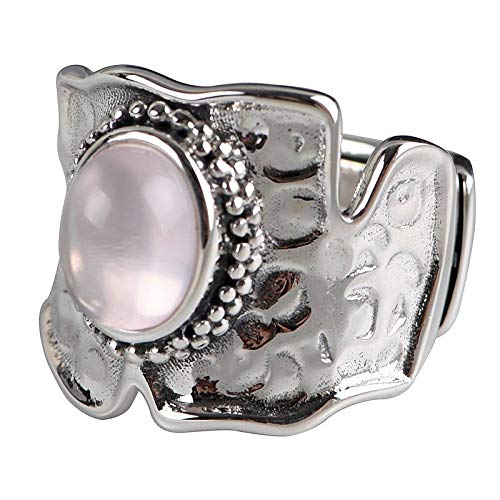 liuduo Silberringe Damen 925,Vintage Verstellbare Ringe Klobig Shiny Pink Kristall Pfingstrose Sterling Silber Ring Charmante Weihnachtsschmuck Geschenk Eheringe Für Männer Frauen Damen von liuduo