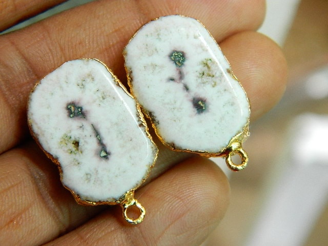 Natürliche Druzy Solar Scheiben 18K Gold Galvanisierte Ohrstecker Ohr Post Handgemachte Edelstein Schmuckherstellung Lieferungen Suche Komponenten von RFGemsNjewels