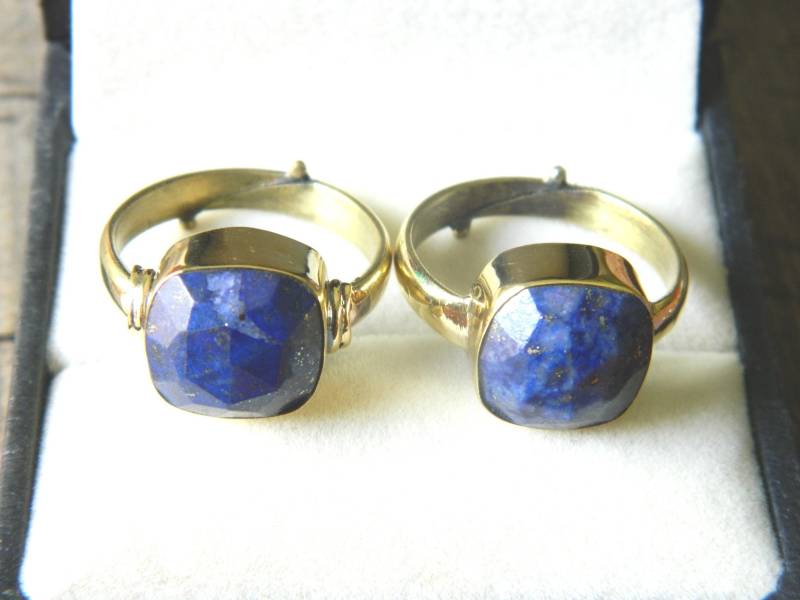 Natürliche Edelstein Schmuck Ringe Lapis Lazuli Facettiert Kissen Form Steine Verstellbarer Ring Vergoldet Messing Handgefertigt Designer Geschenk von RFGemsNjewels