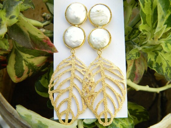 Natürliche Süßwasser Perle Ohrring Schöne Vergoldete Brautjungfer Einzigartige Modeschmuck Geschenk Für Frauen von RFGemsNjewels