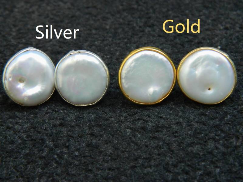 Natürliche Süßwasser Perle Ohrstecker Schmuck Silber & Vergoldet Messing Boho Edelstein Geschenk Verkauf von RFGemsNjewels