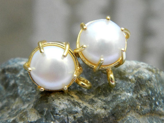 Natürliche Süßwasserperle Runde Prong Einstellung Ohrstecker Ohr Post Stecker Handgefertigte Edelstein Modeschmuck Machen Lieferungen Ergebnisse von RFGemsNjewels