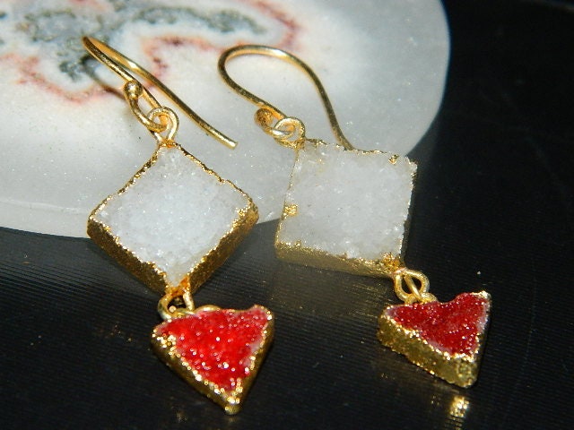 Natürliche Zucker Druzy Ohrring 18K Füllgold Galvanisierte Handgemachte Boho Designer Edelstein Schmuck Geschenk Für Frauen von RFGemsNjewels