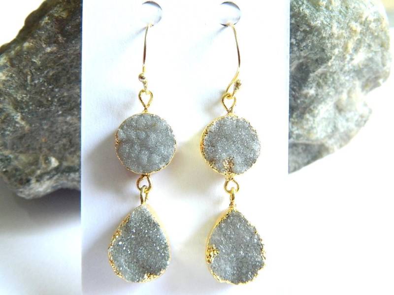 Natürliche Zucker Druzy Ohrring 18K Füllgold Galvanisierte Handgemachte Boho Designer Edelstein Schmuck Geschenk Für Frauen von RFGemsNjewels