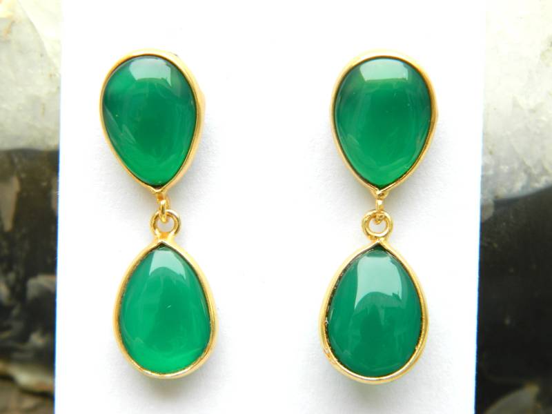 Ohrringe Edelstein Ohrring Grün, Schwarz Und Rot Onyx Lünette Set Charm Boho Schmuck Modeschmuck Geschenk Für Sie von RFGemsNjewels