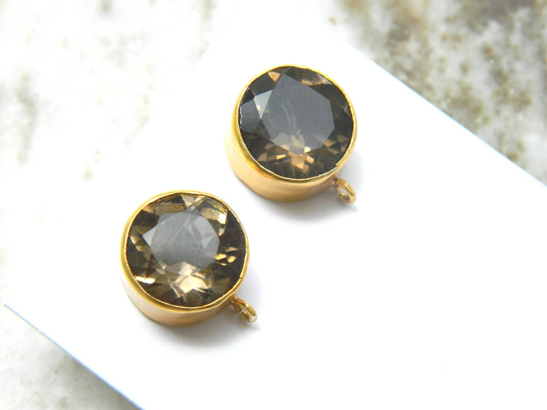 Rauchquarz Ohrstecker Vergoldet Lünette Set Edelstein Modeschmuck Zubehör Handgefertigter Einzigartiger Designer Boho Geschenk Verkauf von RFGemsNjewels