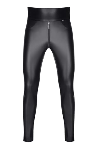Herren Leggings Wetlook schwarz High Waist mit Reißverschluss vorne und hinten Männer Hose Skinny elastisch XL von RFP Dessous