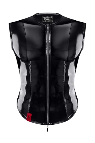 PVC Herren Weste schwarz glänzend mit Reißverschluss wetlook Weste elastisch M von RFP Dessous