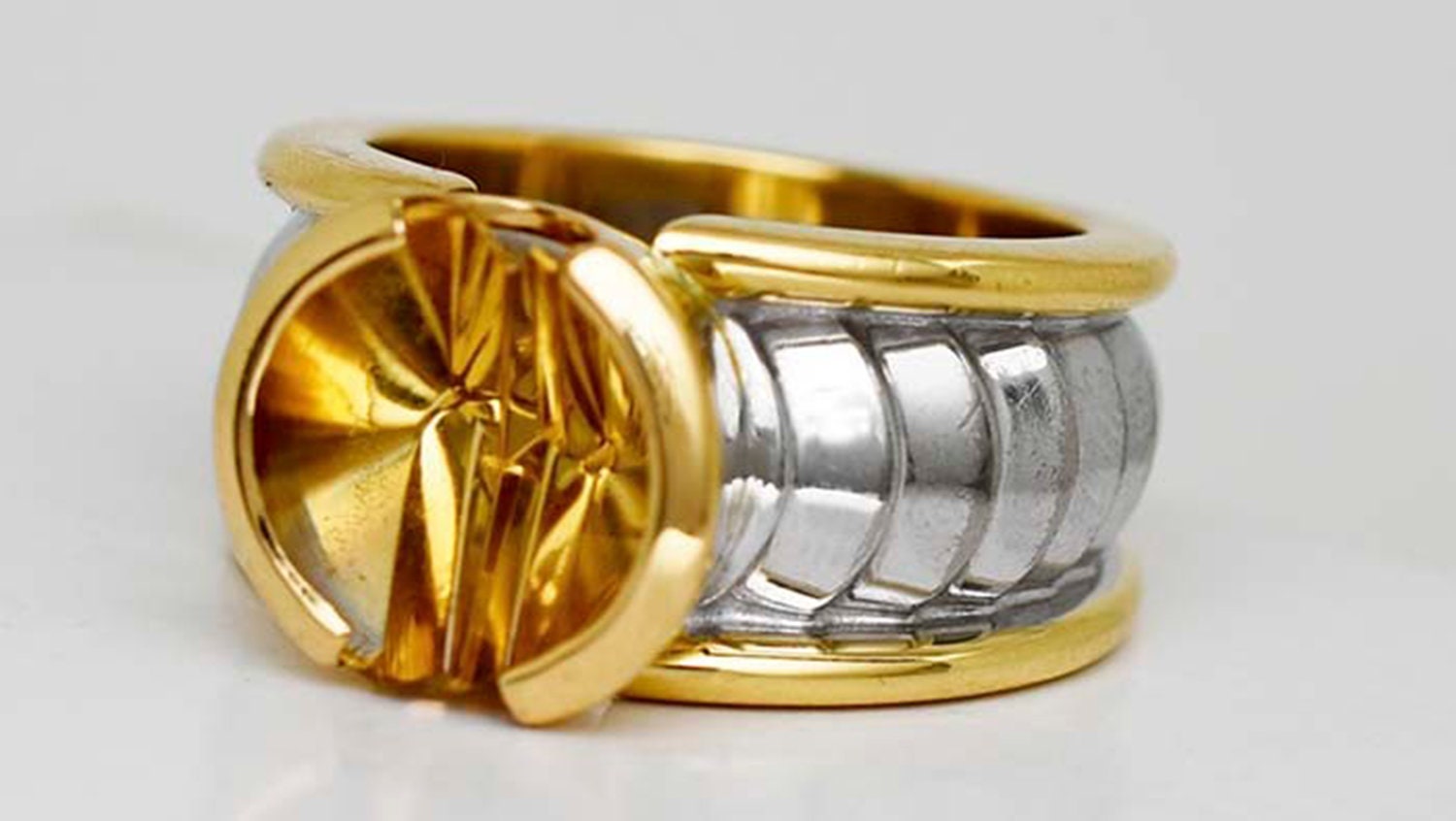 Authentisch Georg Jensen Citrine Ring 18K Zwei Tones Gold von RFRCorp
