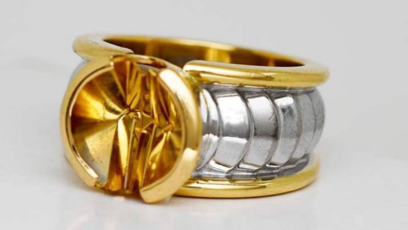 Authentisch Georg Jensen Citrine Ring 18K Zwei Tones Gold Authentisch Georg Jensen Citrine Ring 18K Zwei Tones Gold von RFRCorp