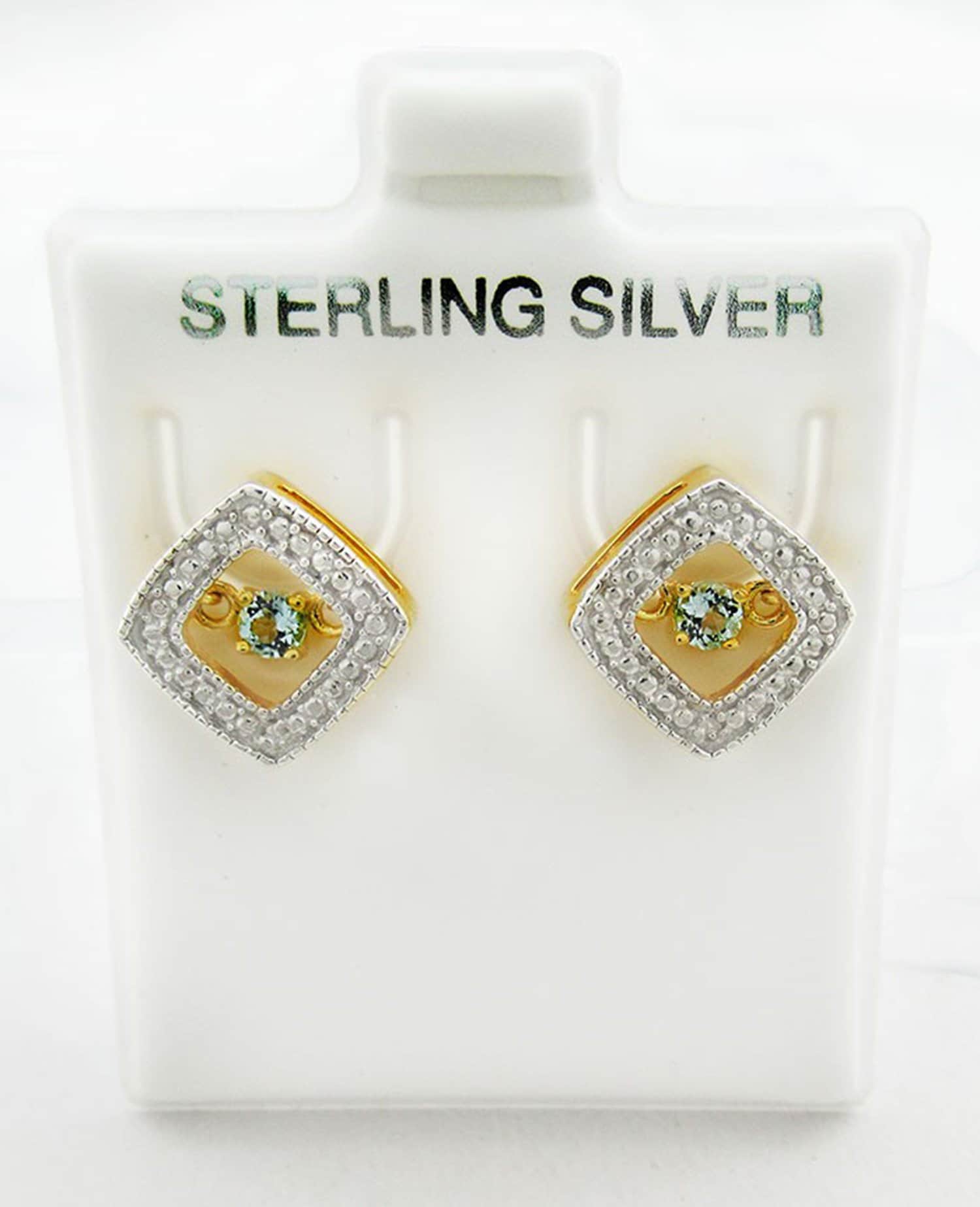 Echtes Aquamarin Und Diamonds Stud Ohrringe von RFRCorp