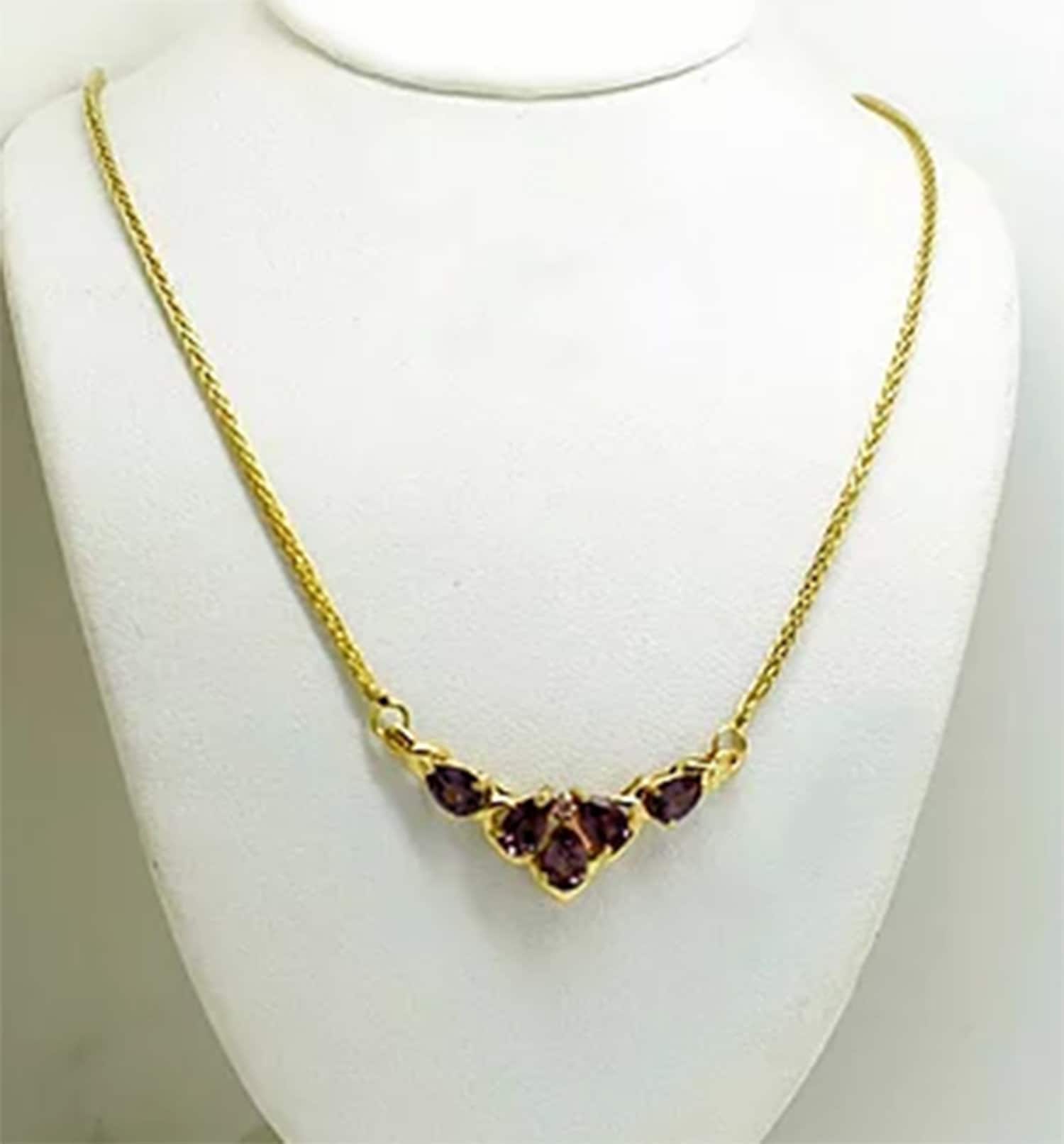 Wechselnde Farbe 3.46 Cts Alexandrit Und Diamond Halskette 14K Gelbes Gold von RFRCorp