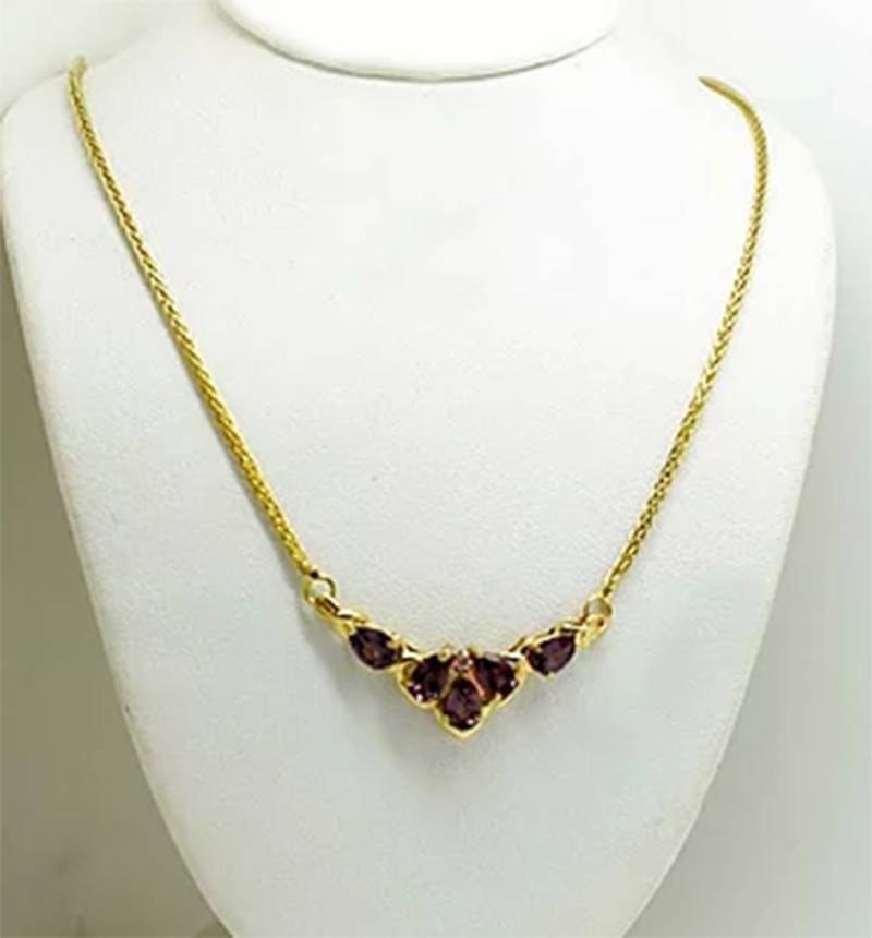 Wechselnde Farbe 3.46 Cts Alexandrit Und Diamond Halskette 14K Gelbes Gold von RFRCorp