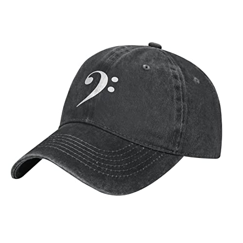 RFSHOP Baseballkappe mit Bassschlüssel, gewaschene Baumwolle, Trucker-Mütze, Vintage-Stil, verstellbar, für Männer und Frauen, Schwarz, #36, One size von RFSHOP