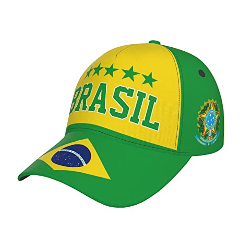 RFSHOP Brasilien-Flagge brasilianische 5 Sterne Brasilien Baseballkappe Volldruck Erwachsene Männer Hut Patriotismus Unterstützer Fußball Caps Schwarz, #884, One size von RFSHOP
