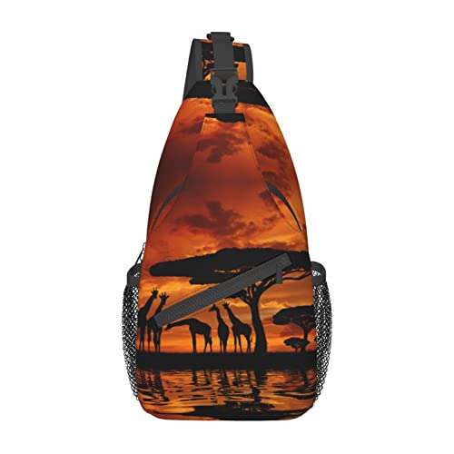 RFSHOP Giraffe Unter Dem Baum In Afrika Crossbody Tasche Leichte Sling Bag Reise Wandern Kleiner Rucksack Für Frauen Männer Geschenke, Bild von RFSHOP