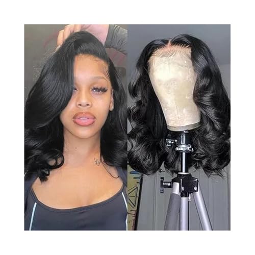 Perücken 13x4 Transparent Lace Frontal Short Bob Echthaarperücken 180% Brazilia Lace Front Perücke for Frauen Perücke Fasching von RFSHOPQW