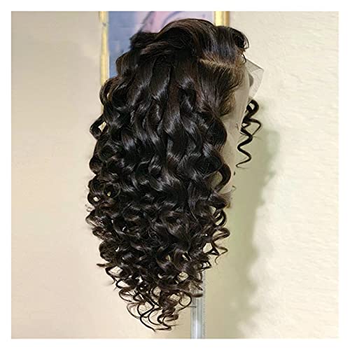 Perücken 180% Dichte 20 Zoll mittlere lange schwarze Tiefwelle Haarfreie Teil Perücke Haare for Frauen täglich Glueless Perücke fasching von RFSHOPQW